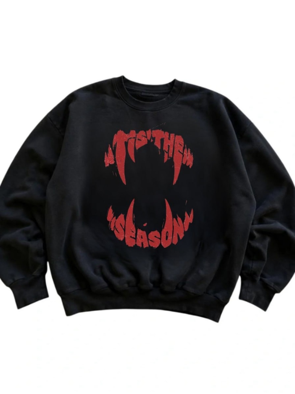 Black Crewneck Sweatshirt with Red Graphic